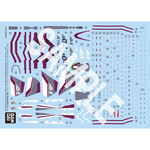 BAN2783952 HG VF-31C Siegfried (Mirage Farina Jenius use) Water Decals Macross Delta 1/100