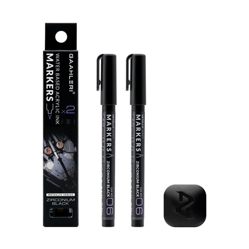 GAA45053 Gaahleri Metallic Series Markers Zirconium Black 2-Pack