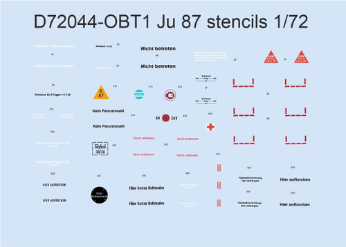 (SO) 1/72 Eduard Ju 87 stencils for ACADEMY/AIRFIX/ITALERI/REVELL