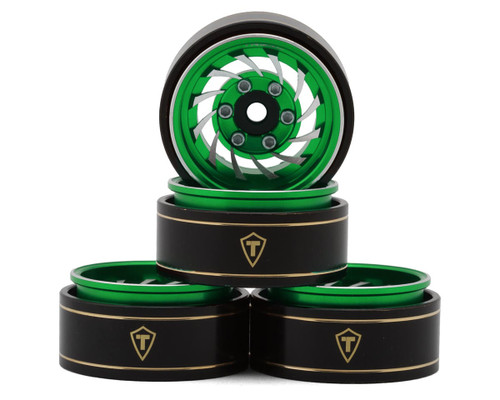 (SO) Treal Hobby Type L 1.0" Aluminum Cyclone Beadlock Wheels (Green) (4) (27.5g ea)