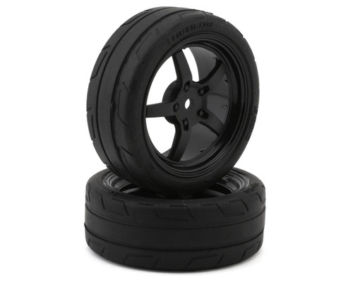 (SO) Kyosho Fazer Pre-Mounted TC Tires w/5-Spoke Racing Wheels (Black) (2)