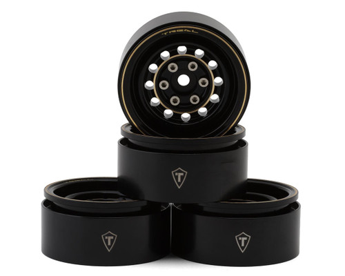 (SO) Treal Hobby 12-Hole 1.9" Brass Beadlock Crawler Wheels (Black/Gold) (4)