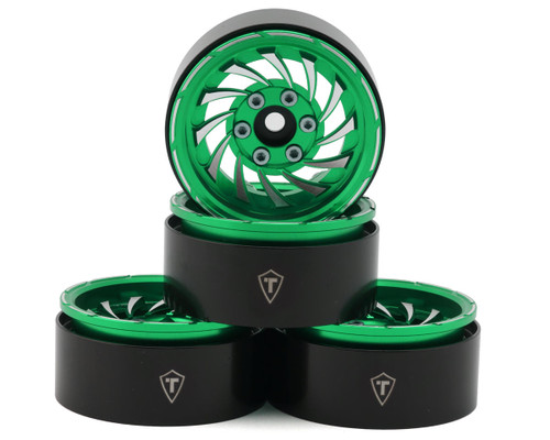 (SO) Treal Hobby Cyclone 1.9" Aluminum Beadlock Wheels (Green) (4) (122.5g)