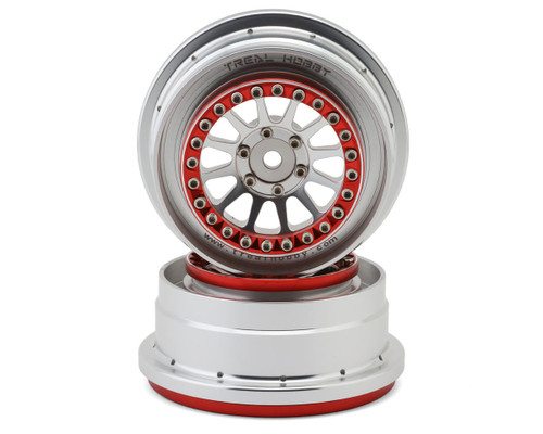 (SO) Treal Hobby Type B Aluminum Beadlock Wheels for Traxxas® UDR® (Red/Silver) (2)