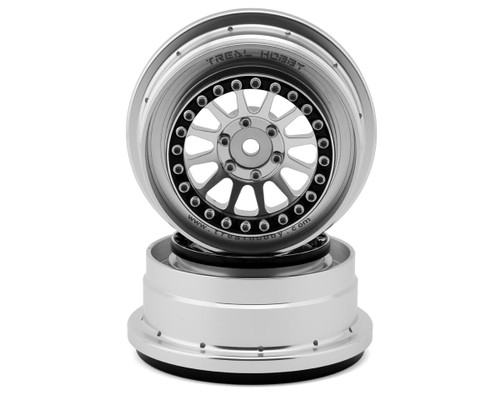 (SO) Treal Hobby Type B Aluminum Beadlock Wheels for Traxxas® UDR® (Black/Silver) (2)
