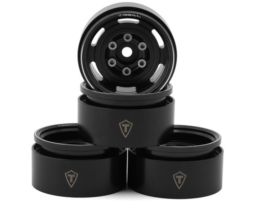 (SO) Treal Hobby 1.55" Type A Vintage Wagon Aluminum Crawler Beadlock Wheels (Black)