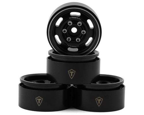 (SO) Treal Hobby 1.55" Type C Vintage Wagon Aluminum Crawler Beadlock Wheels (Black)