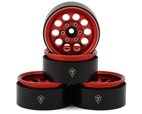 (SO) Treal Hobby 1.9" Type F 10-Hole Aluminum Crawler Beadlock Wheels (Red)