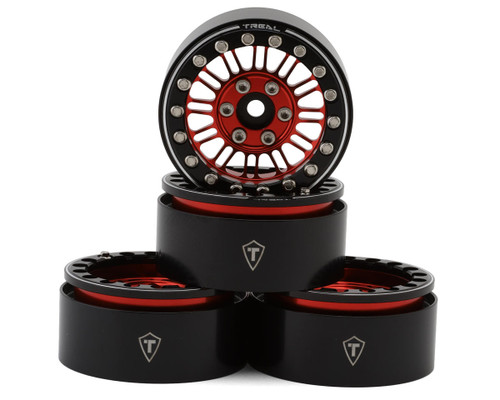 (SO) Treal Hobby 1.9" Type K Multi-Spoke Aluminum Crawler Beadlock Wheels (Red)