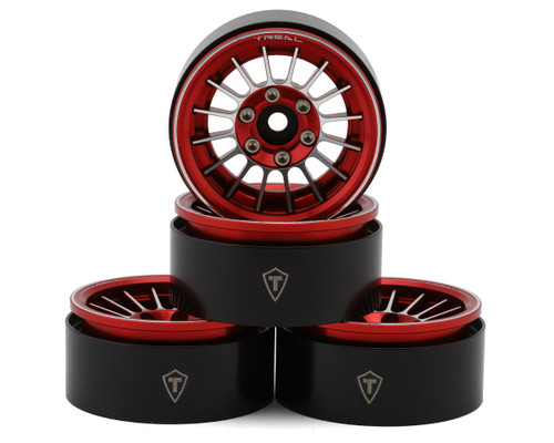 (SO) Treal Hobby 1.9" Type-J Multi-Spoke Aluminum Crawler Beadlock Wheels (Red)