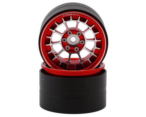 (SO) Treal Hobby 2.2" Type-A Aluminum 1/10 Rock Crawler Beadlock Wheels (Red)