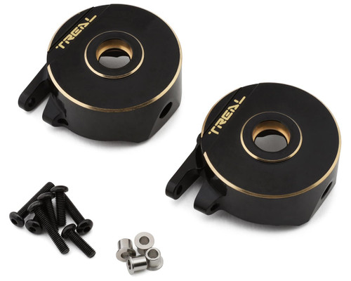 (SO) Treal Hobby Vanquish H10 Optic Brass Front Steering Knuckles (Black) (2)