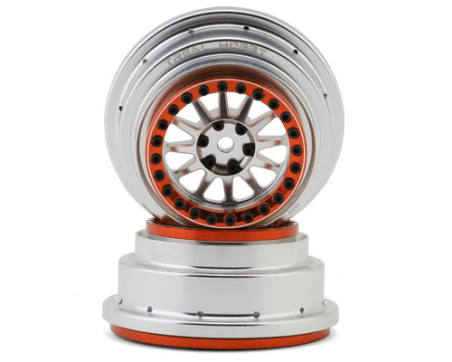 (SO) Treal Hobby Type A Aluminum Beadlock Wheels for Traxxas® UDR® (Silver/Orange)
