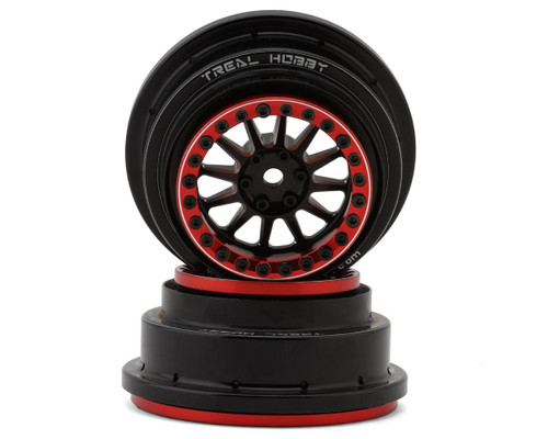 (SO) Treal Hobby Type A Aluminum Beadlock Wheels for Traxxas® UDR® (Black/Red) (2)