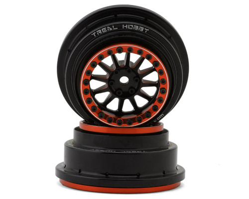 (SO) Treal Hobby Type A Aluminum Beadlock Wheels for Traxxas® UDR® (Black/Orange) (2)