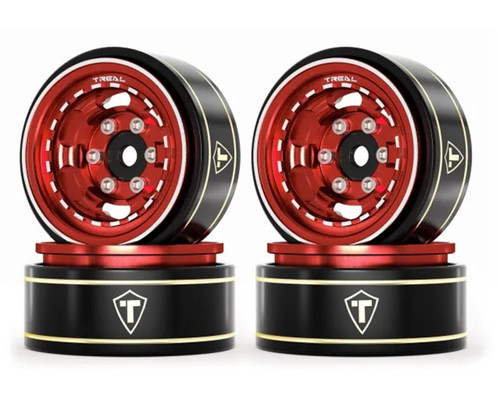 (SO) Treal Hobby Type H 1.0" Aluminum 6-Slot Beadlock Wheels (Red) (4) (28.4g)
