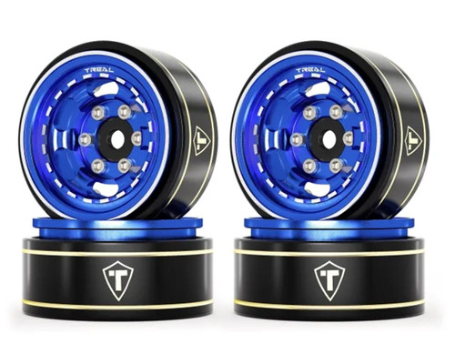 (SO) Treal Hobby Type H 1.0" Aluminum 6-Slot Beadlock Wheels (Blue) (4) (28.4g)