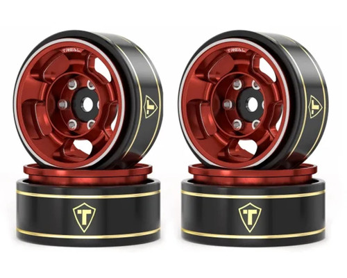 (SO) Treal Hobby Type G 1.0" 5-Spoke Beadlock Classic Wheels (Red) (4) (27.1g)
