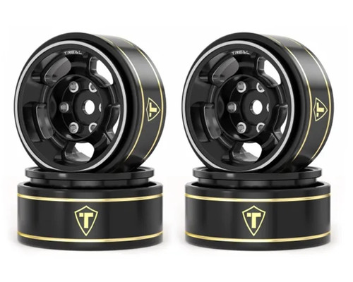 (SO) Treal Hobby Type G 1.0" 5-Spoke Beadlock Classic Wheels (Black) (4) (27.1g)