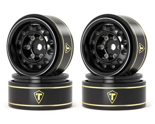 (SO) Treal Hobby Type K 1.0" 12-Hole Beadlock Classic Vintage Wagon Wheels (Black)