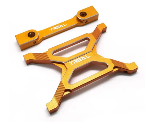 (SO) Treal Hobby Axial SCX10 Pro 7075 Billet Aluminum Rear Chassis Brace Set (Orange)