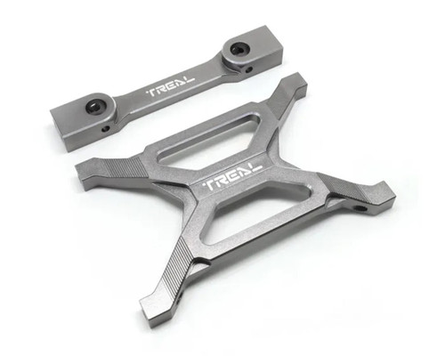 (SO) Treal Hobby Axial SCX10 Pro 7075 Billet Aluminum Rear Chassis Brace Set (Grey)