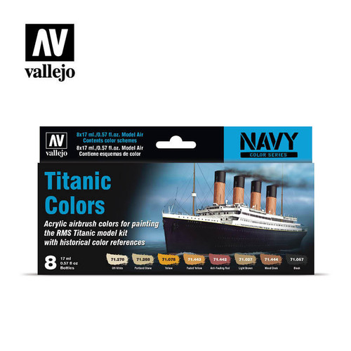 (SO) Vallejo Paint 17ml Bottle Titanic Navy Model Air Paint Set (8 Colors)