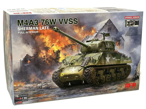 (SO) 1/35 Ryefield M4A3 Sherman 76W VVSS Late (Upgrade Version w/Interior) Plastic Model Kit