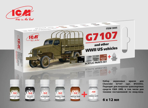 (SO) ICM Acrylic paint set for US WWII vehicles (G7107)