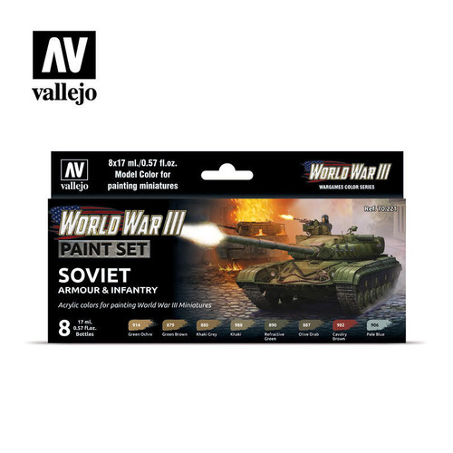 (SO) Vallejo Paint 17ml Bottle WWIII Soviet Armour & Infantry Wargames Paint Set (8 Colors)