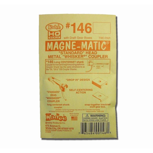 KAD146  #146 HO Scale 140-Series Whisker® Metal Couplers with Gearboxes - Long (25/64") Centerset Shank