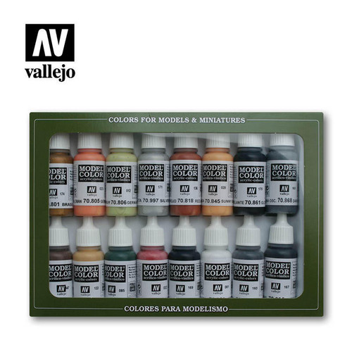 (SO) Vallejo Paint 17ml Bottle WWII German Model Color Paint Set (16 Colors)