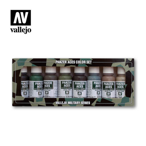 (SO) Vallejo Paint 17ml Bottle Panzer Aces Paint Set #5 (8 Colors: #333-340)