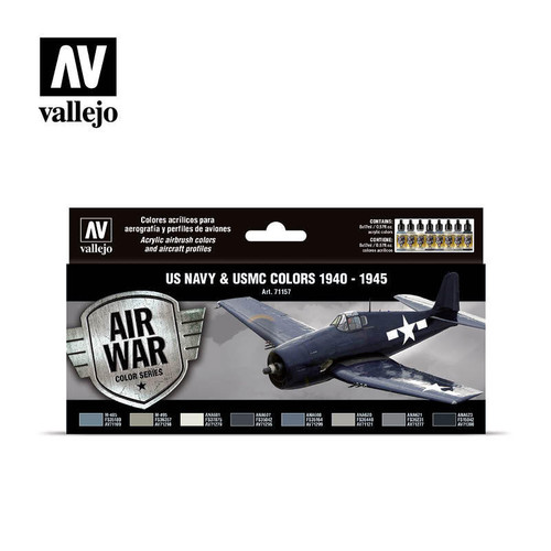 (SO) Vallejo Paint 17ml Bottle USN & USMC 1940-1945 Model Air War Paint Set (8 Colors)