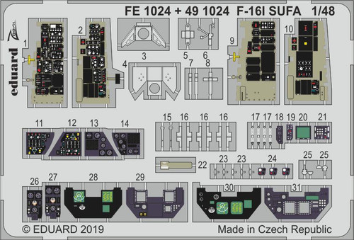 (SO) 1/48 Eduard F-16I Sufa Interior for Hasegawa (Pre-Painted)