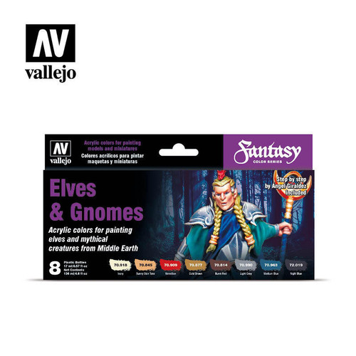 (SO) Vallejo Paint 17ml Bottle Elves & Gnomes Fantasy Paint Set (8 Colors)