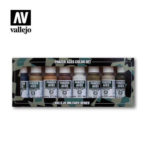(SO) Vallejo Paint 17ml Bottle Panzer Aces Paint Set #2 (8 Colors: #309-316)