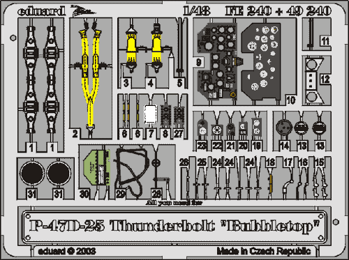 (SO) 1/48 Eduard P-47D25 Thunderbolt Bubbletop for Tamiya (Pre-Painted)