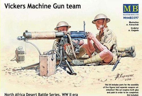 (SO) 1/35 Master Box WWII Vickers Machine Gun Team (x4) w/Gun