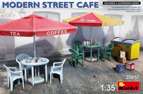 (SO) 1/35 Miniart Modern Street Cafe Plastic Model Kit
