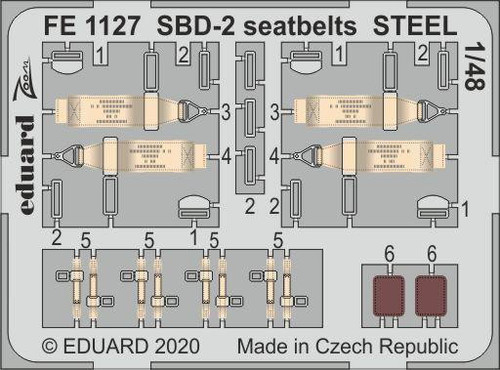 (SO) 1/48 Eduard SBD-2 seatbelts STEEL Photo Etch for Academy