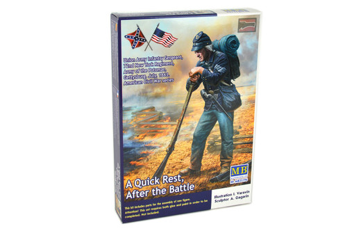 (SO) 1/35 Master Box Quick Rest After the Battle American Civil War Union Army Infantry Sergeant Plastic Model Kit
