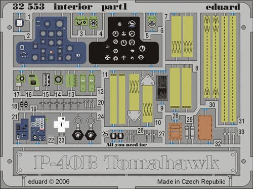 (SO) 1/32 Eduard P-40B Interior for Trumpeter (Pre-Painted)