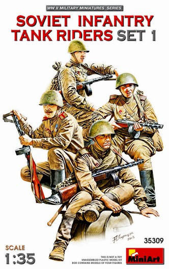 (SO) 1/35 Miniart WWII Soviet Infantry Tank Riders Set 1 (4)
