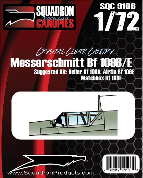 (SO) 1/72 Squadron Crystal Clear Canopy - Messerschmitt Bf 109 B/E (Heller Airfix or Matchbox)