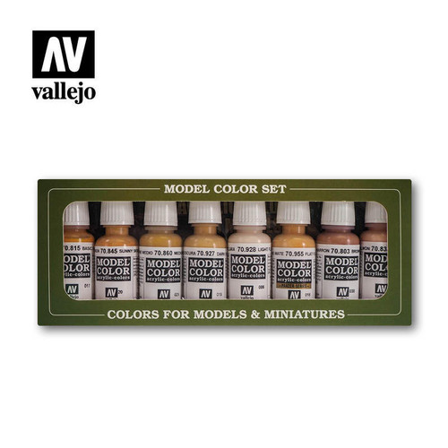 (SO) Vallejo Paint 17ml Bottle Face & Skin Tones Model Color Paint Set (8 Colors)