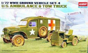 (SO) 1/72 Academy WWII Ground Vehicle Set-4 US Ambulance & Tow Truck