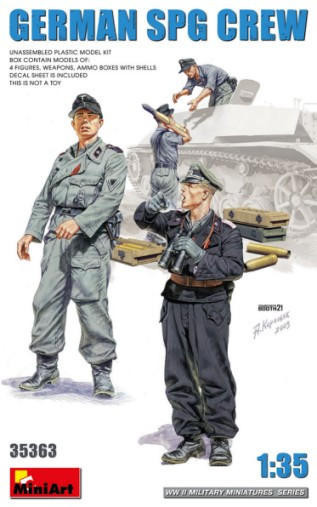 (SO) 1/35 Miniart WWII German SPG Crew (4) w/Ammo Boxes & Weapons