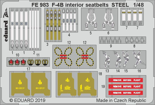 (SO) 1/48 Eduard F-4B interior seatbelts STEEL Photo Etch for Academy