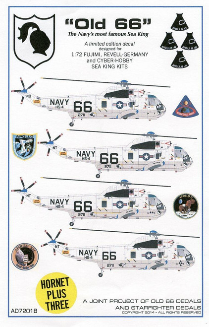 (SO) 1/72 Starfighter Decals Old 66 SH-3D Apollo Missions 8 thru 12